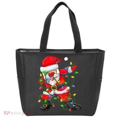Cute Christmas Dabbing Santa Lights Tote Bag