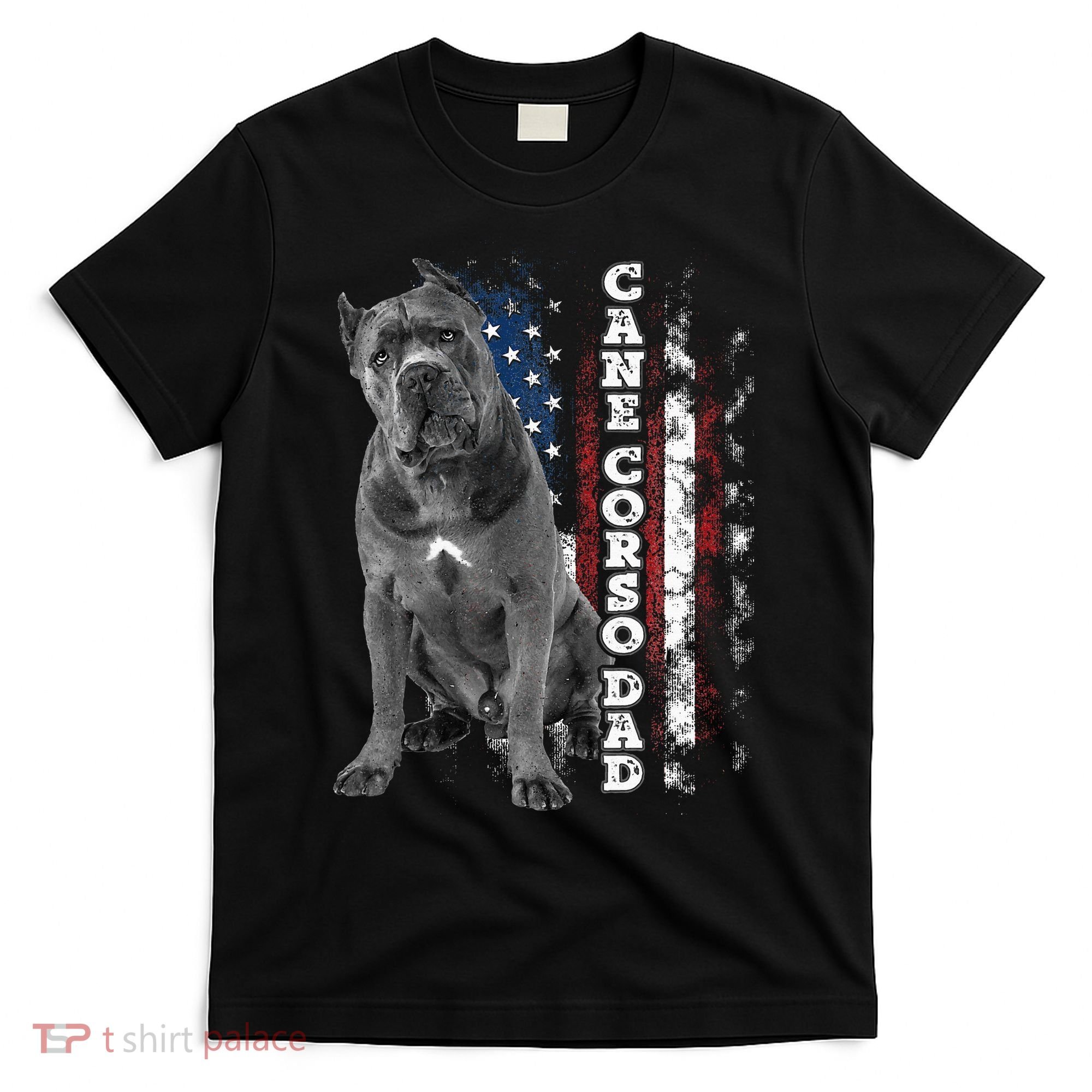 Cane Corso Dad Dog Owner Italian Mastiff Usa American Flag T-Shirt