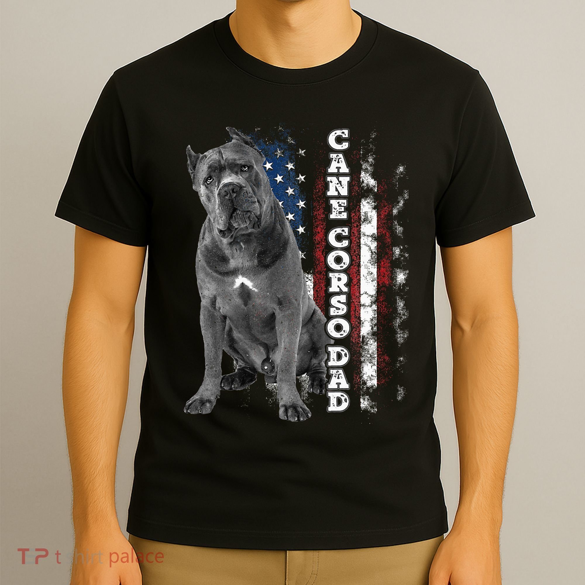 Cane Corso Dad Dog Owner Italian Mastiff Usa American Flag T-Shirt