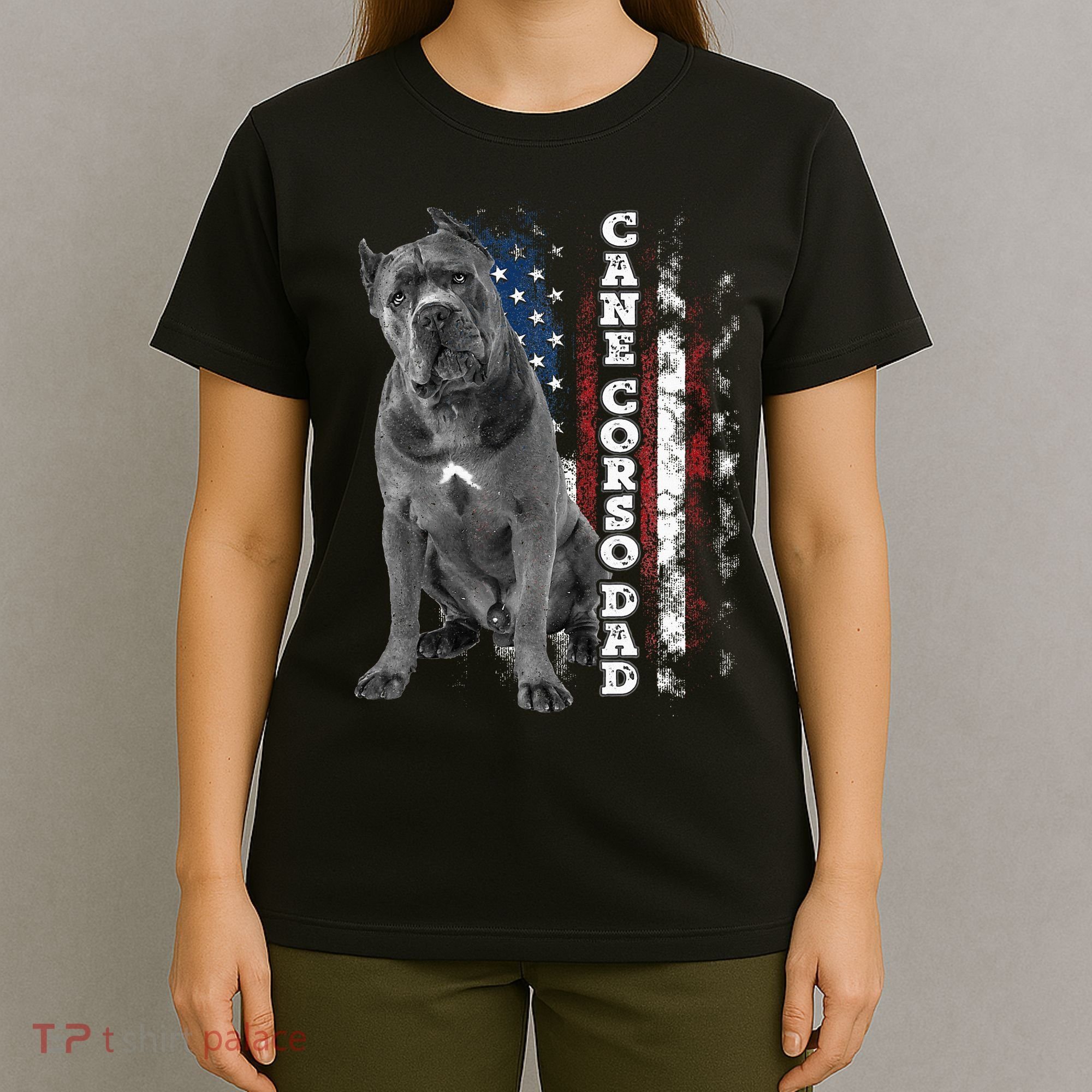 Cane Corso Dad Dog Owner Italian Mastiff Usa American Flag T-Shirt