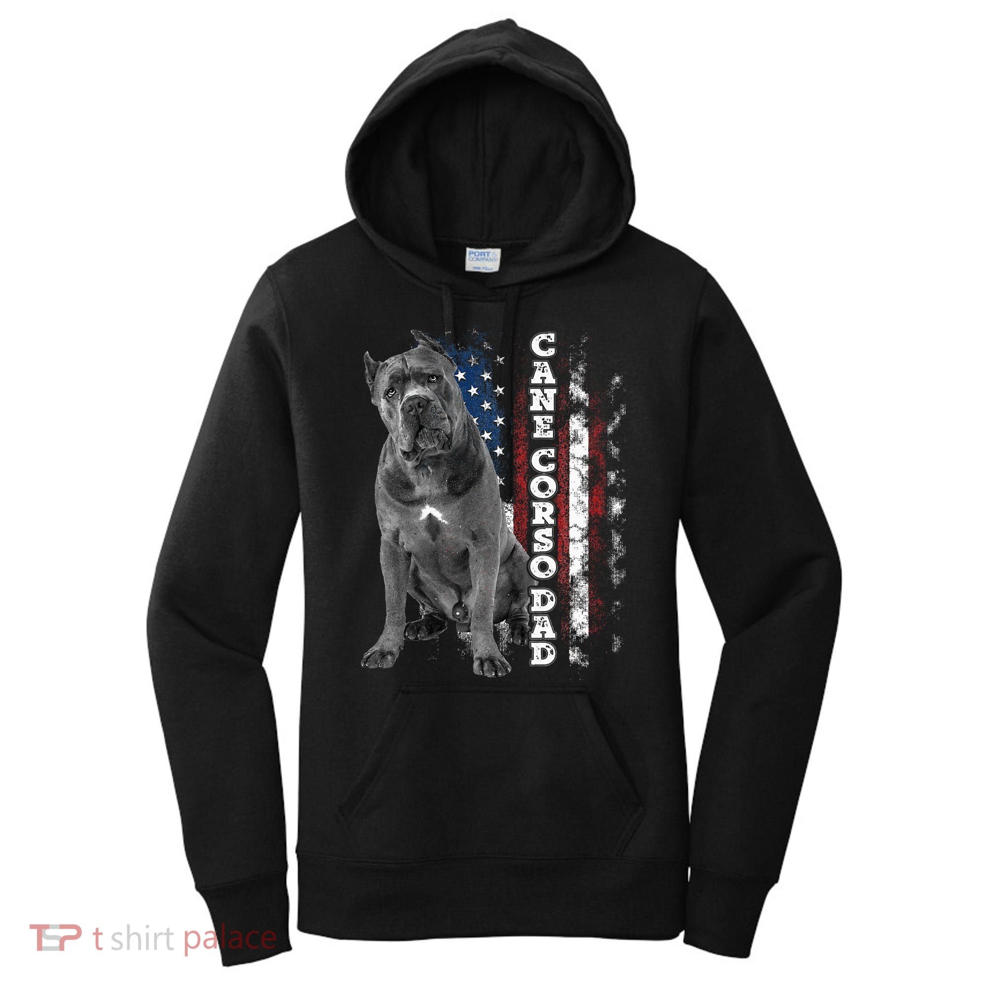 Cane Corso Dad Dog Owner Italian Mastiff Usa American Flag Women's Hoodie