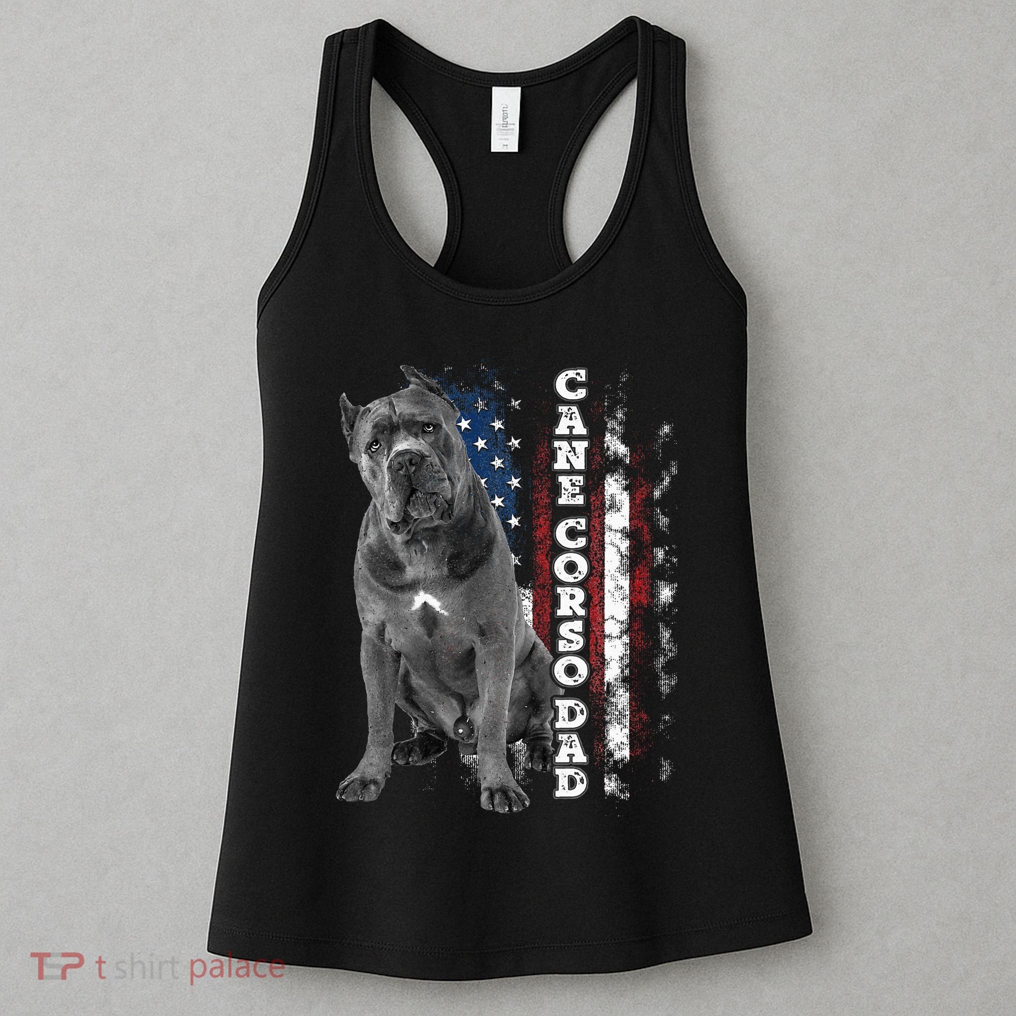 Cane Corso Dad Dog Owner Italian Mastiff Usa American Flag Women's Tank Top