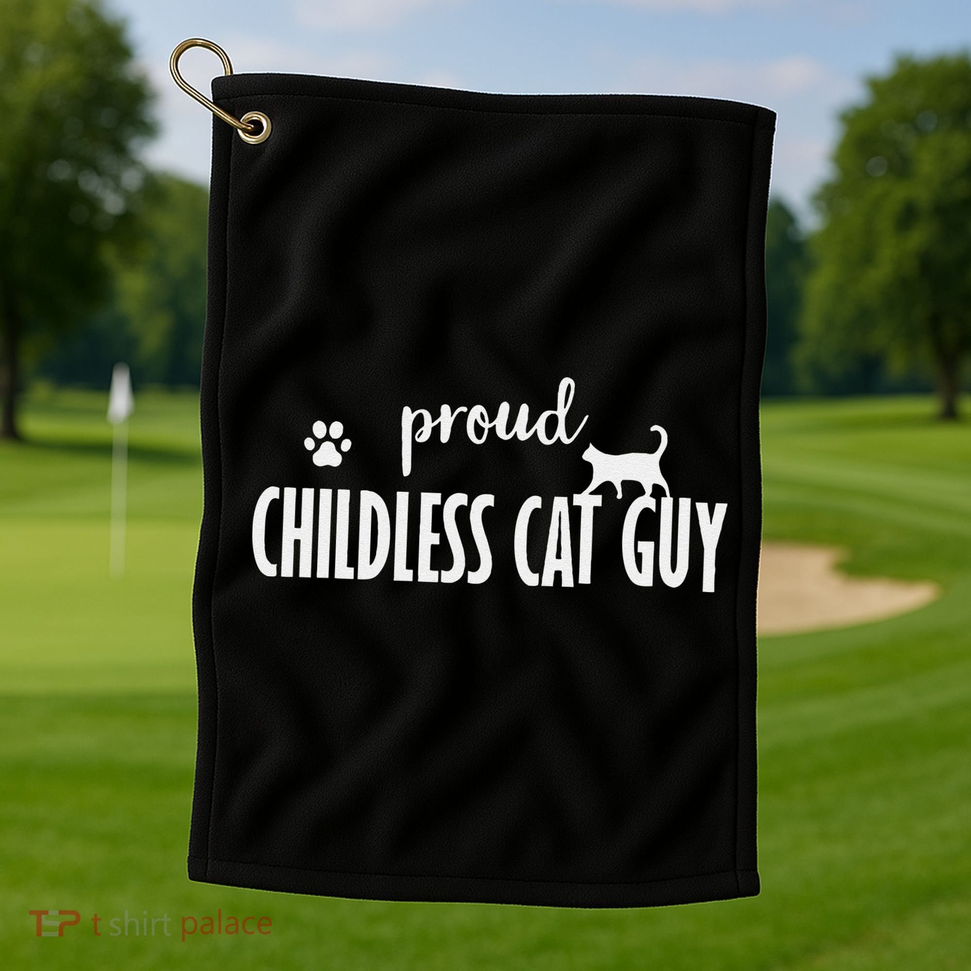 Childless Cat Dudes Scat Dad Proud Childless Cat Guy Golf Towel