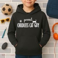 Childless Cat Dudes Scat Dad Proud Childless Cat Guy Kids Hoodie thumb 2