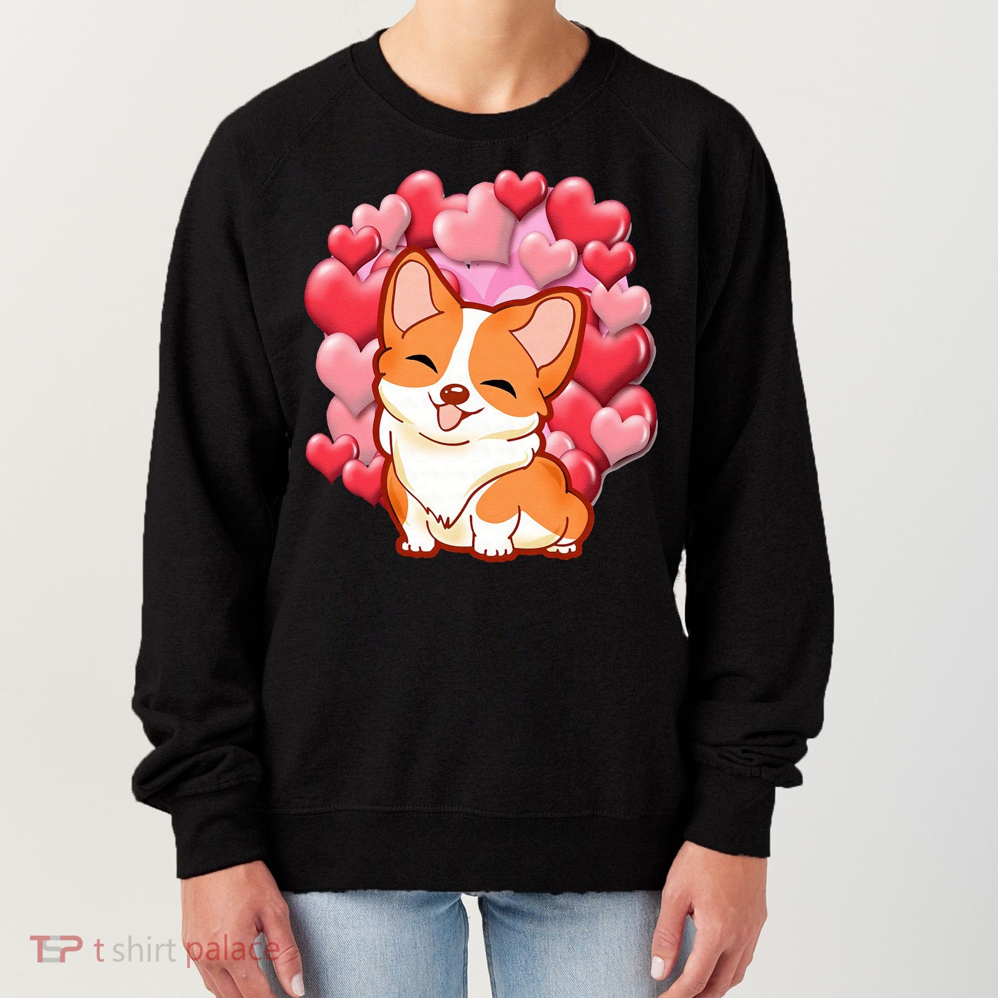 Cute Corgi Dog Valentines Day Love Heart Gift Women's Sweatshirt