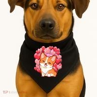Cute Corgi Dog Valentines Day Love Heart Gift USA-Made Doggie Bandana thumb 1