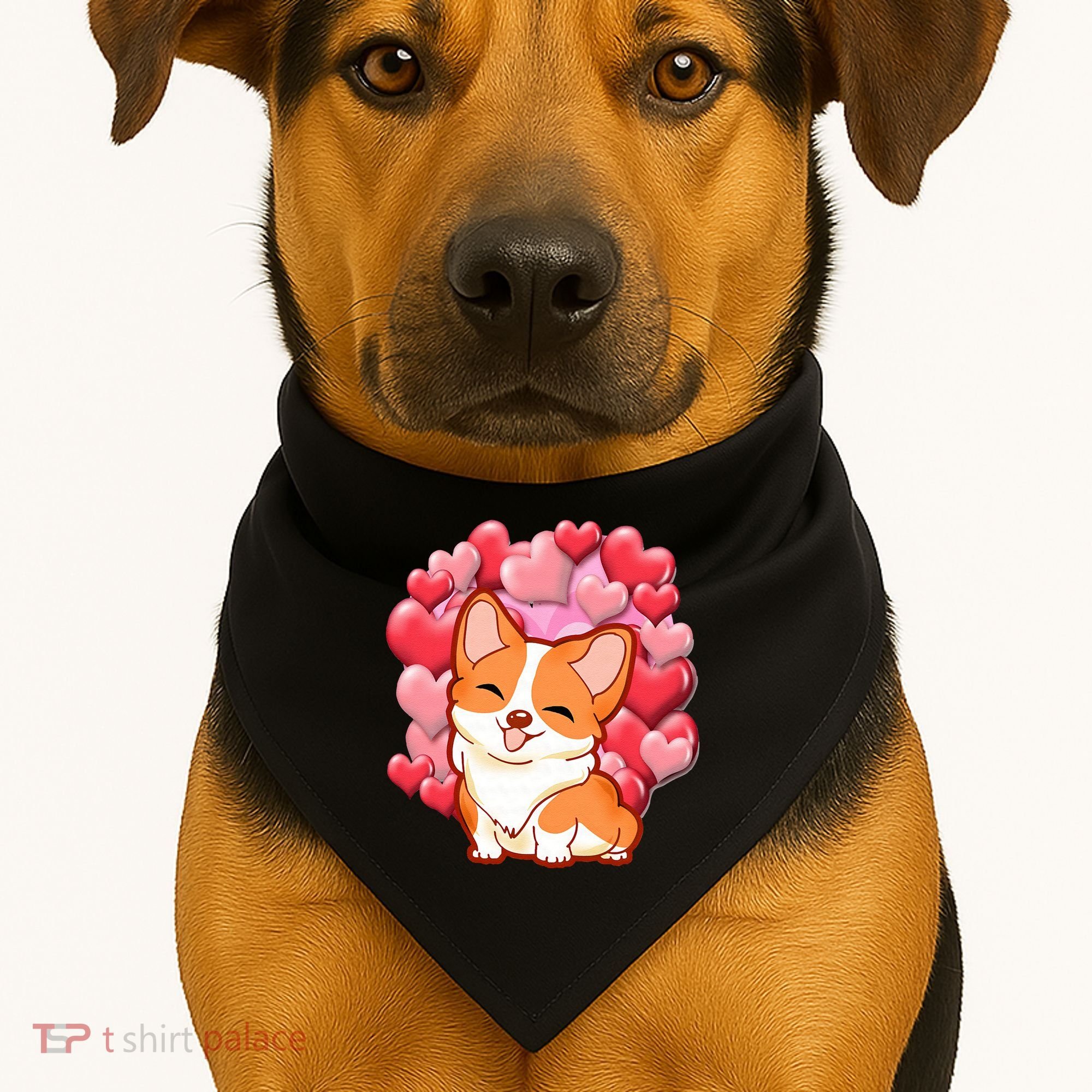 Cute Corgi Dog Valentines Day Love Heart Gift USA-Made Doggie Bandana