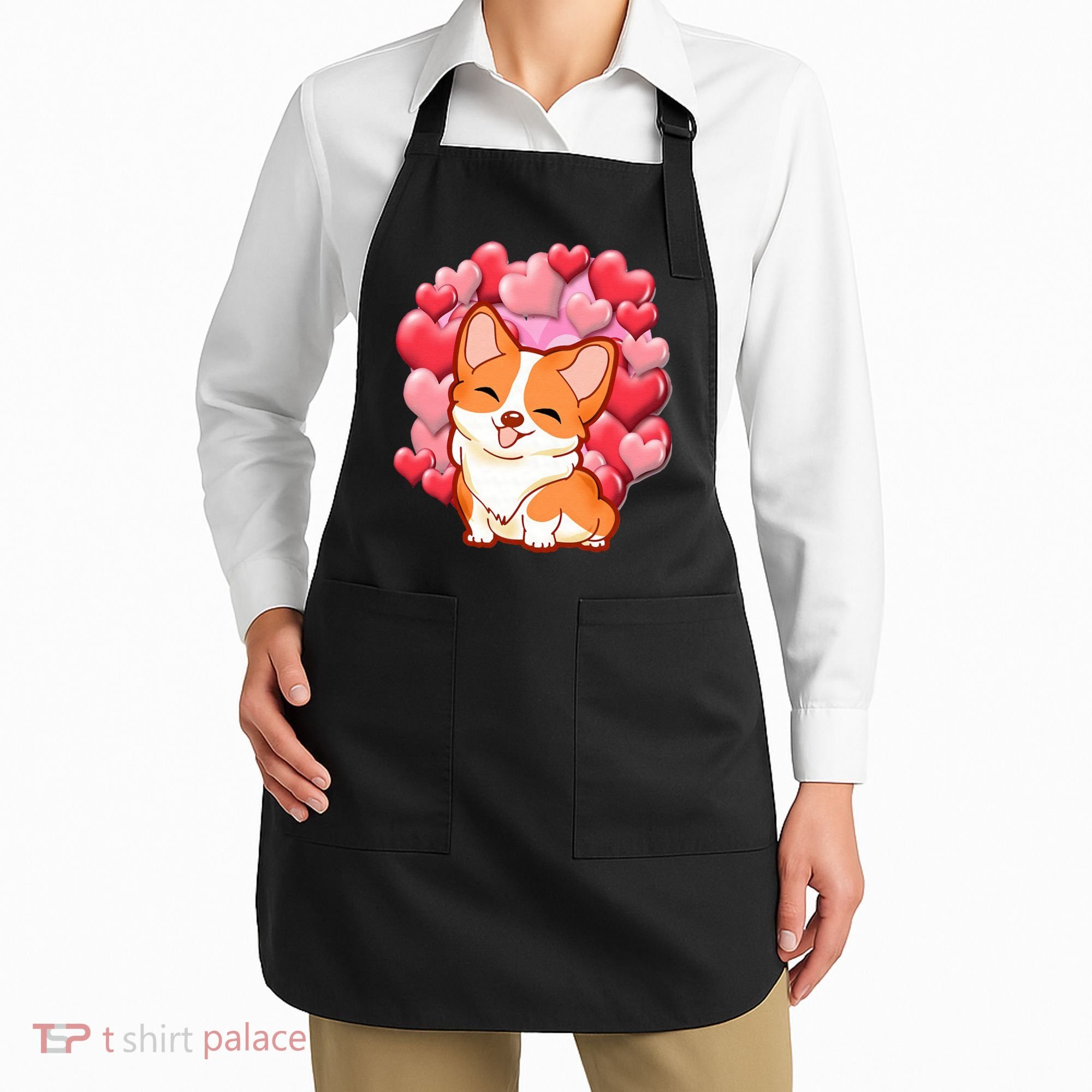 Cute Corgi Dog Valentines Day Love Heart Gift Apron