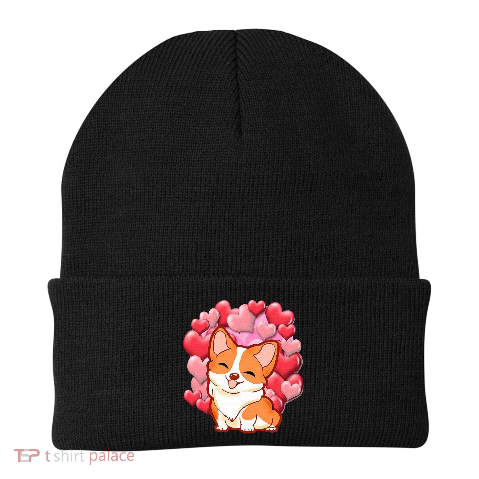 Cute Corgi Dog Valentines Day Love Heart Gift Beanie