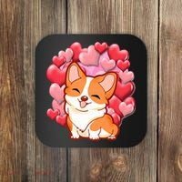 Cute Corgi Dog Valentines Day Love Heart Gift Coaster thumb 0