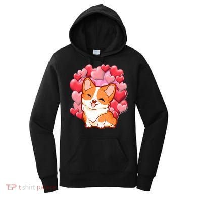 Cute Corgi Dog Valentines Day Love Heart Gift Women's Hoodie
