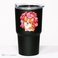 Cute Corgi Dog Valentines Day Love Heart Gift Tumbler thumb 0