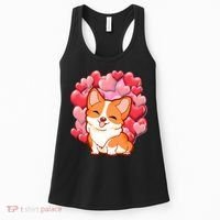 Cute Corgi Dog Valentines Day Love Heart Gift Women's Tank Top thumb 0
