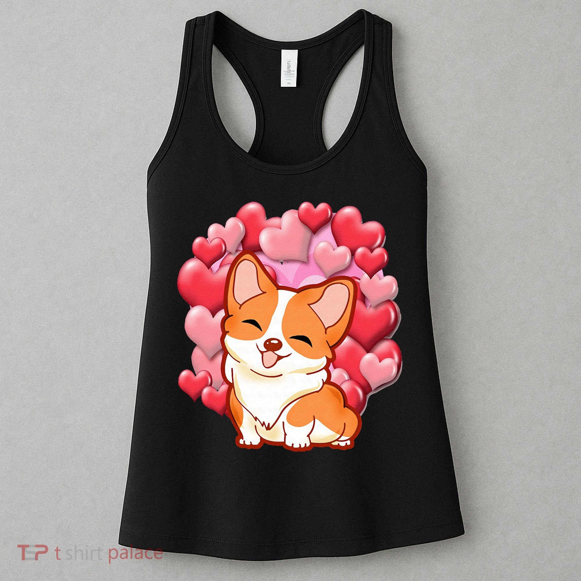 Cute Corgi Dog Valentines Day Love Heart Gift Women's Tank Top