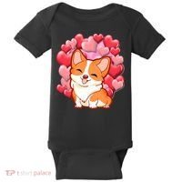 Cute Corgi Dog Valentines Day Love Heart Gift Baby Bodysuit thumb 0