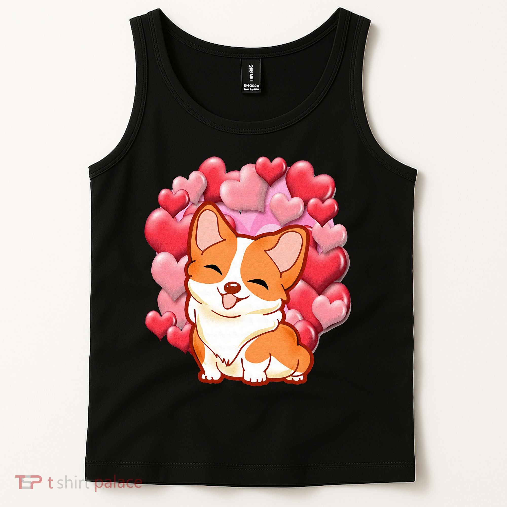 Cute Corgi Dog Valentines Day Love Heart Gift Tank Top