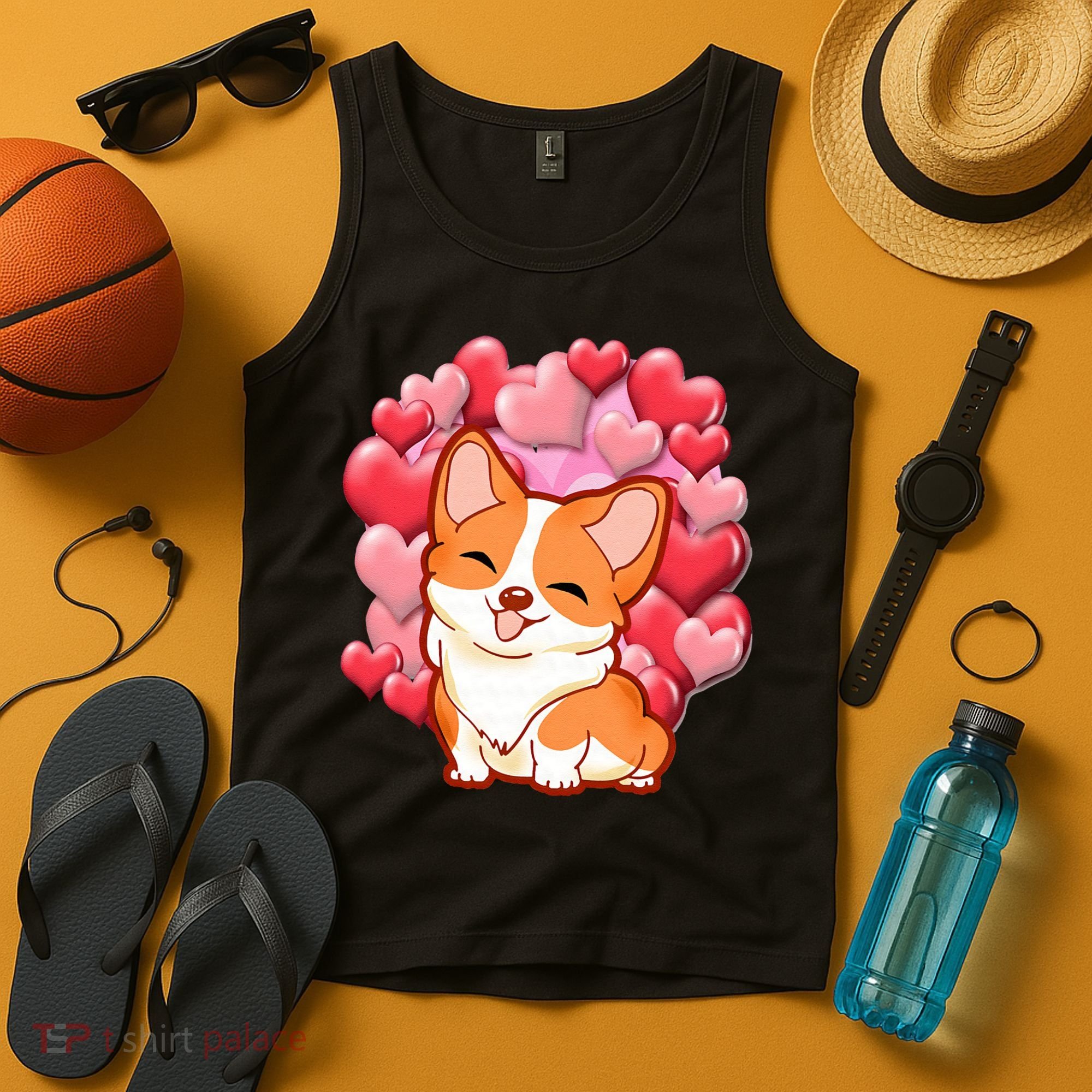 Cute Corgi Dog Valentines Day Love Heart Gift Tank Top