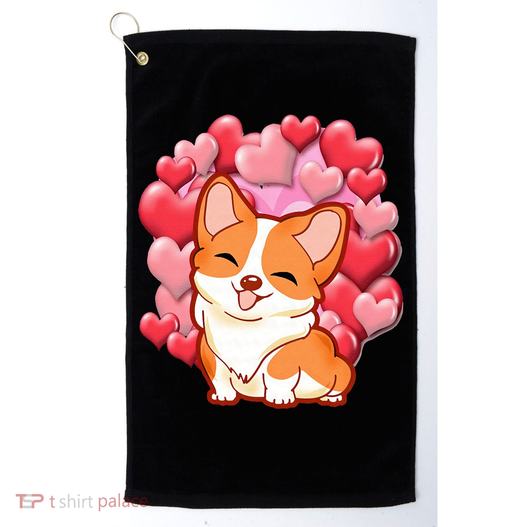 Cute Corgi Dog Valentines Day Love Heart Gift Golf Towel