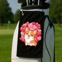 Cute Corgi Dog Valentines Day Love Heart Gift Golf Towel thumb 2