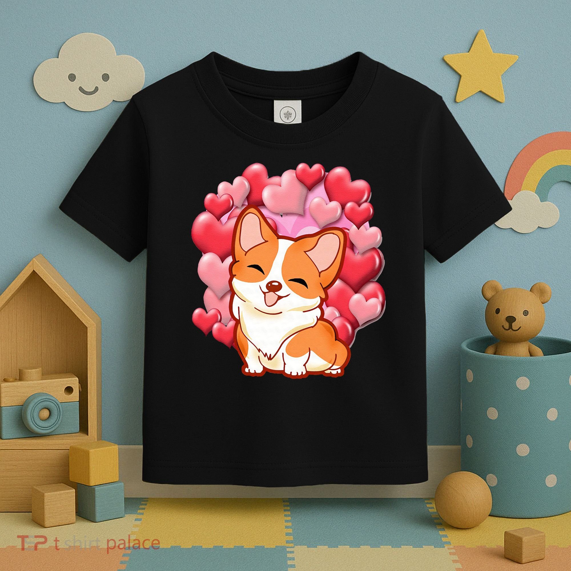 Cute Corgi Dog Valentines Day Love Heart Gift Toddler T-Shirt