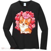 Cute Corgi Dog Valentines Day Love Heart Gift Women's Long Sleeve Shirt thumb 0