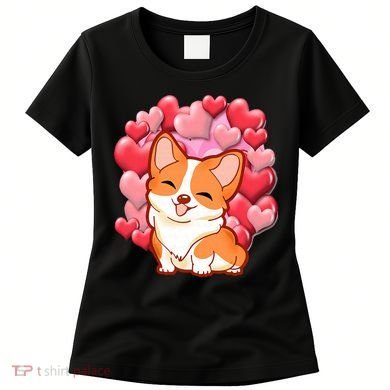 Cute Corgi Dog Valentines Day Love Heart Gift Women's T-Shirt