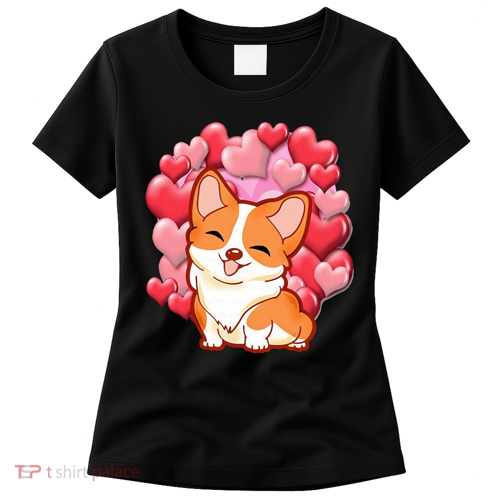 Cute Corgi Dog Valentines Day Love Heart Gift Women's T-Shirt