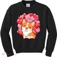 Cute Corgi Dog Valentines Day Love Heart Gift Kids Sweatshirt thumb 0