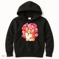 Cute Corgi Dog Valentines Day Love Heart Gift Kids Hoodie thumb 0