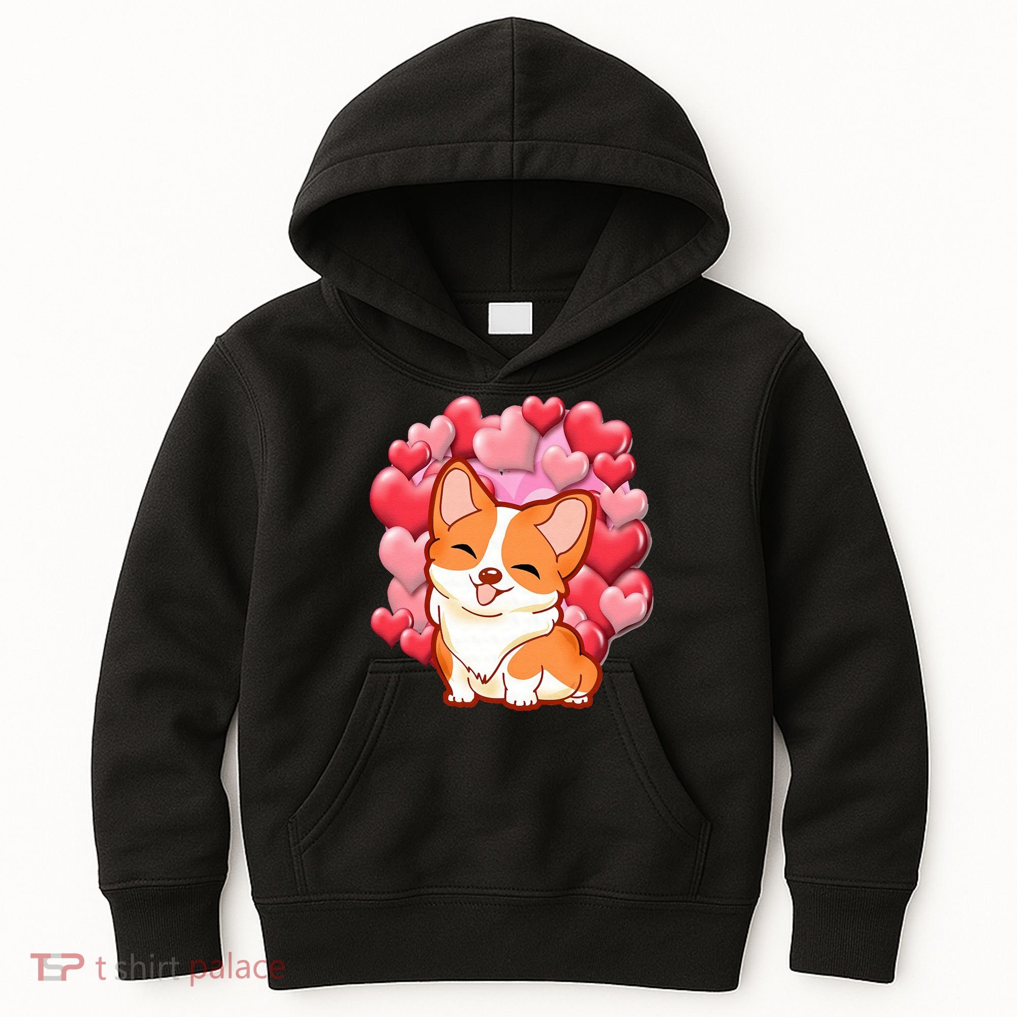 Cute Corgi Dog Valentines Day Love Heart Gift Kids Hoodie