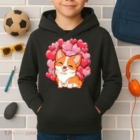 Cute Corgi Dog Valentines Day Love Heart Gift Kids Hoodie thumb 2