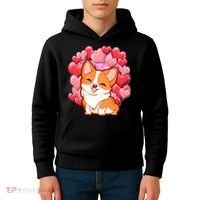 Cute Corgi Dog Valentines Day Love Heart Gift Kids Hoodie thumb 4
