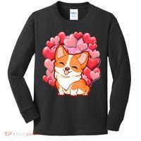Cute Corgi Dog Valentines Day Love Heart Gift Kids Long Sleeve Shirt thumb 0