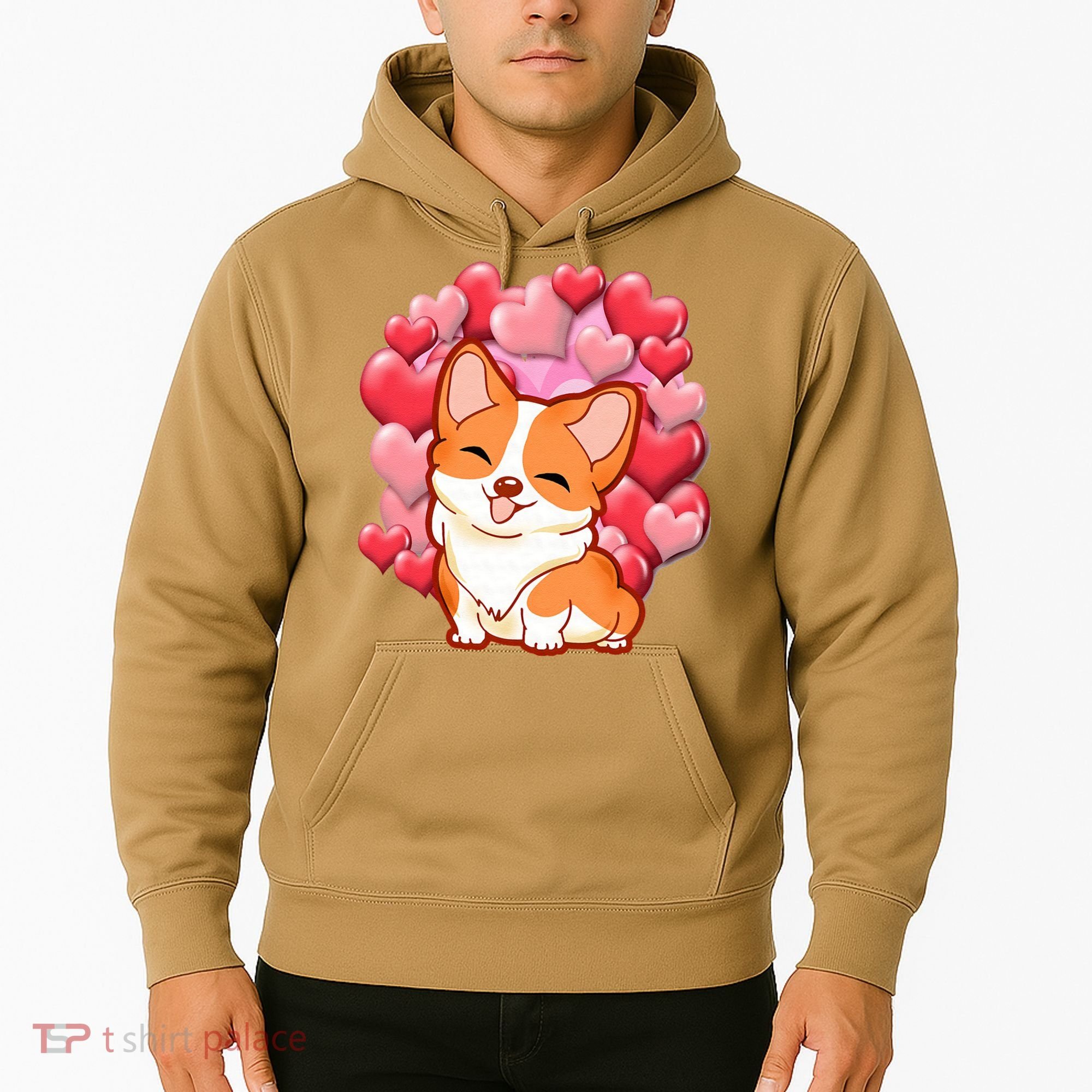 Cute Corgi Dog Valentines Day Love Heart Gift Hoodie