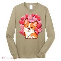 Cute Corgi Dog Valentines Day Love Heart Gift Long Sleeve Shirt thumb 0