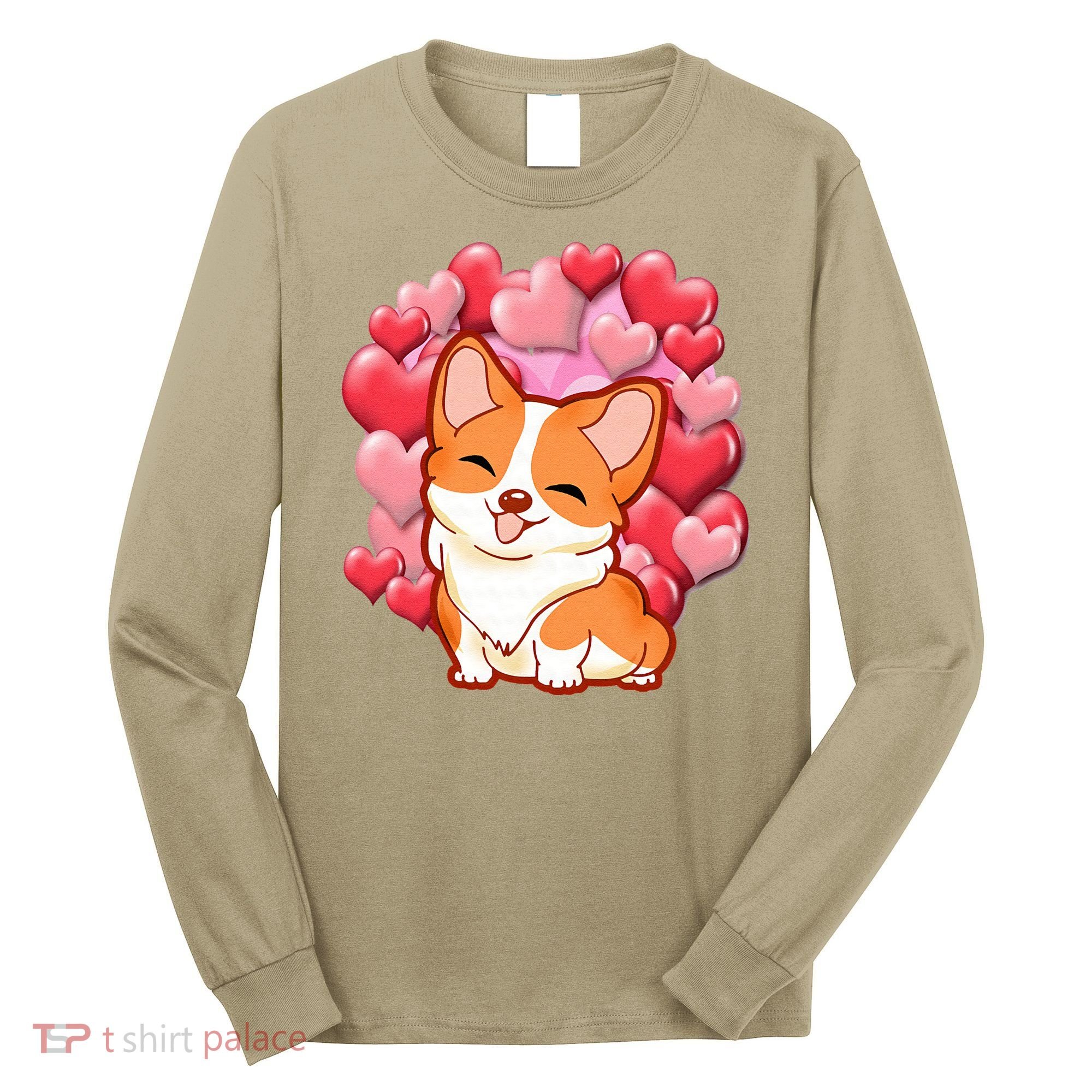 Cute Corgi Dog Valentines Day Love Heart Gift Long Sleeve Shirt