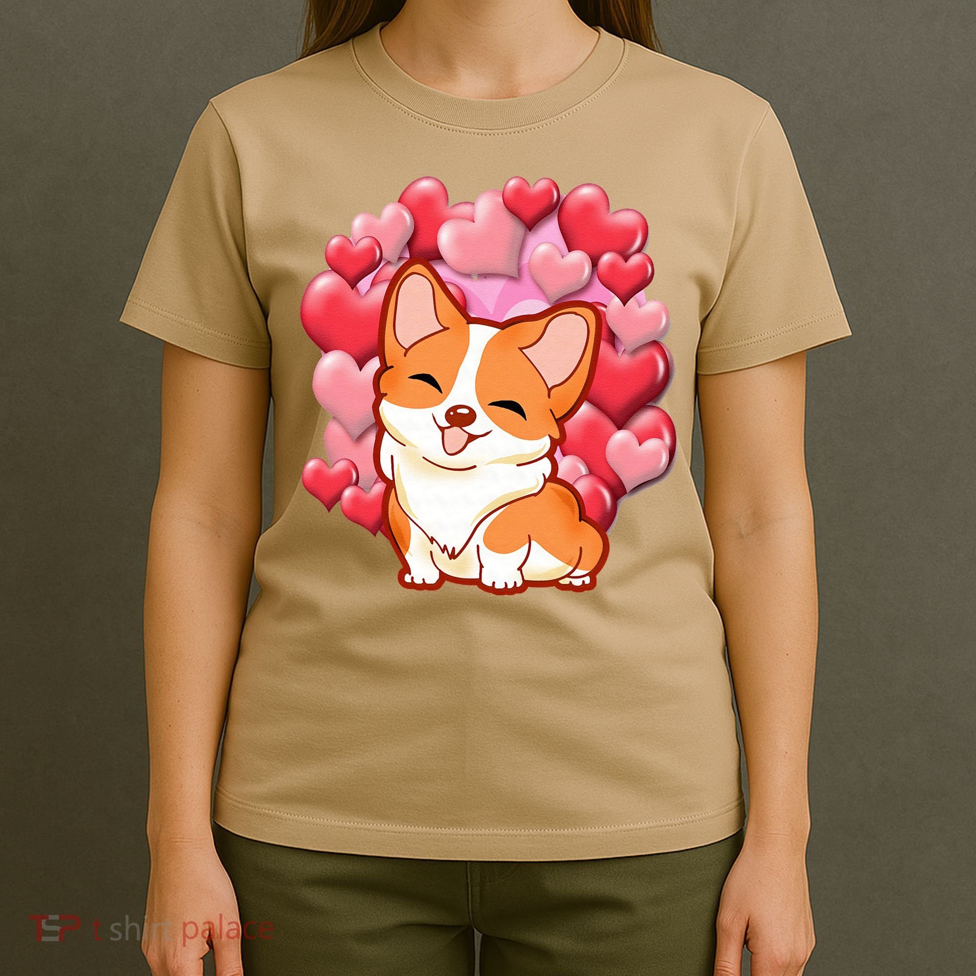 Cute Corgi Dog Valentines Day Love Heart Gift T-Shirt