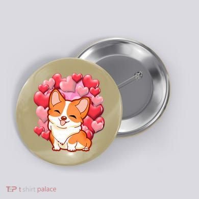 Cute Corgi Dog Valentines Day Love Heart Gift Button