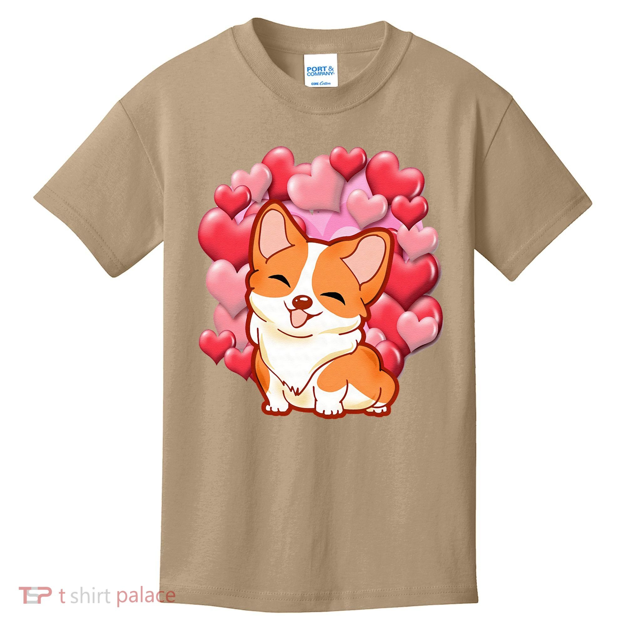 Cute Corgi Dog Valentines Day Love Heart Gift Kids T-Shirt