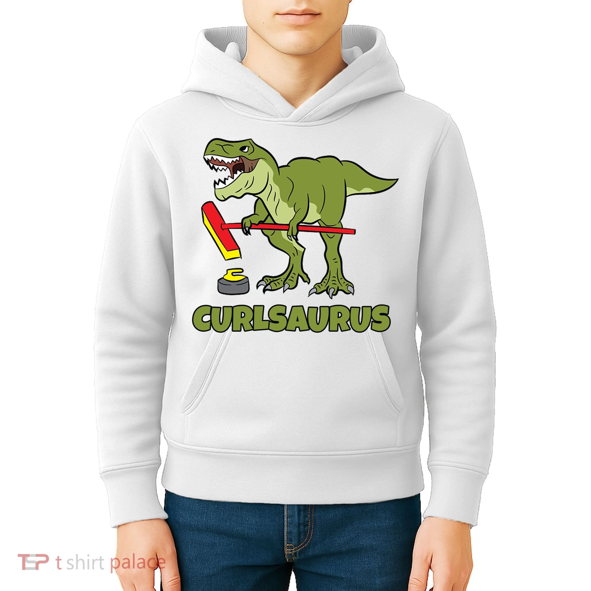 Curlsaurus Curler Dinosaur Sport Kids Hoodie