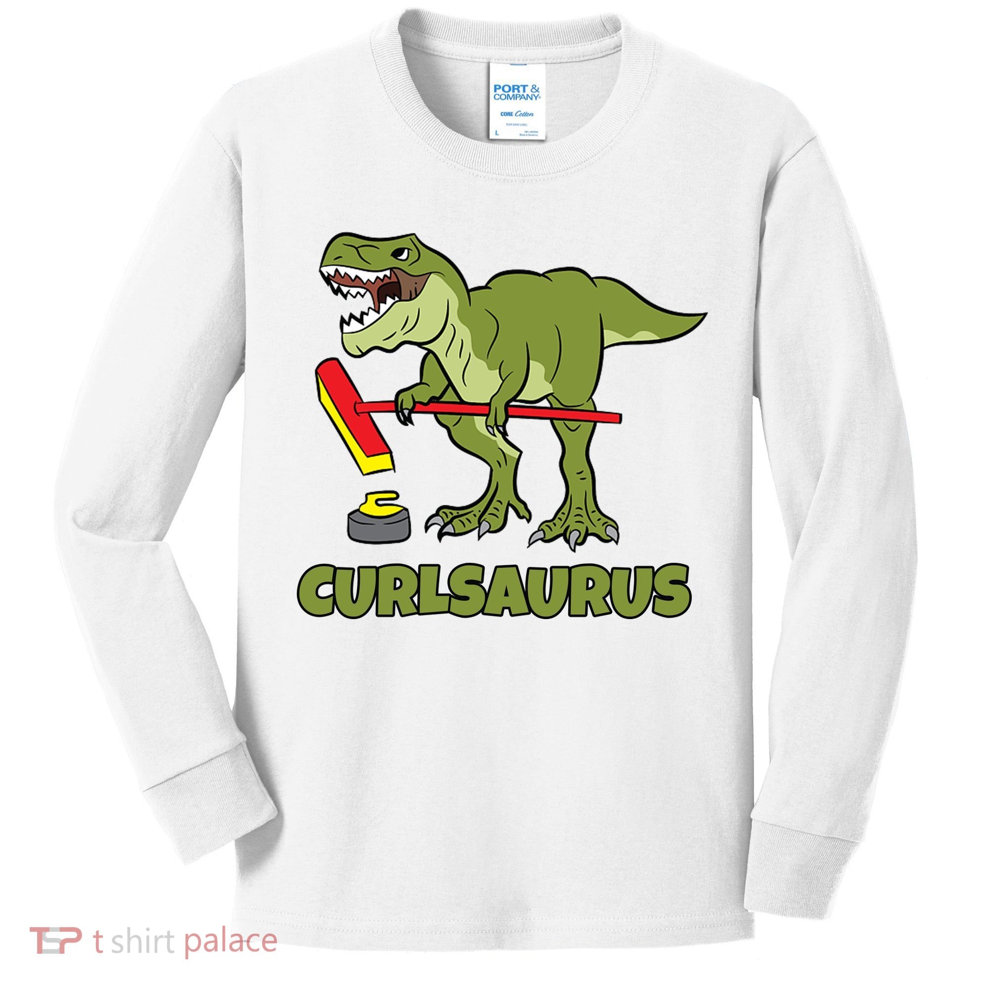 Curlsaurus Curler Dinosaur Sport Kids Long Sleeve Shirt