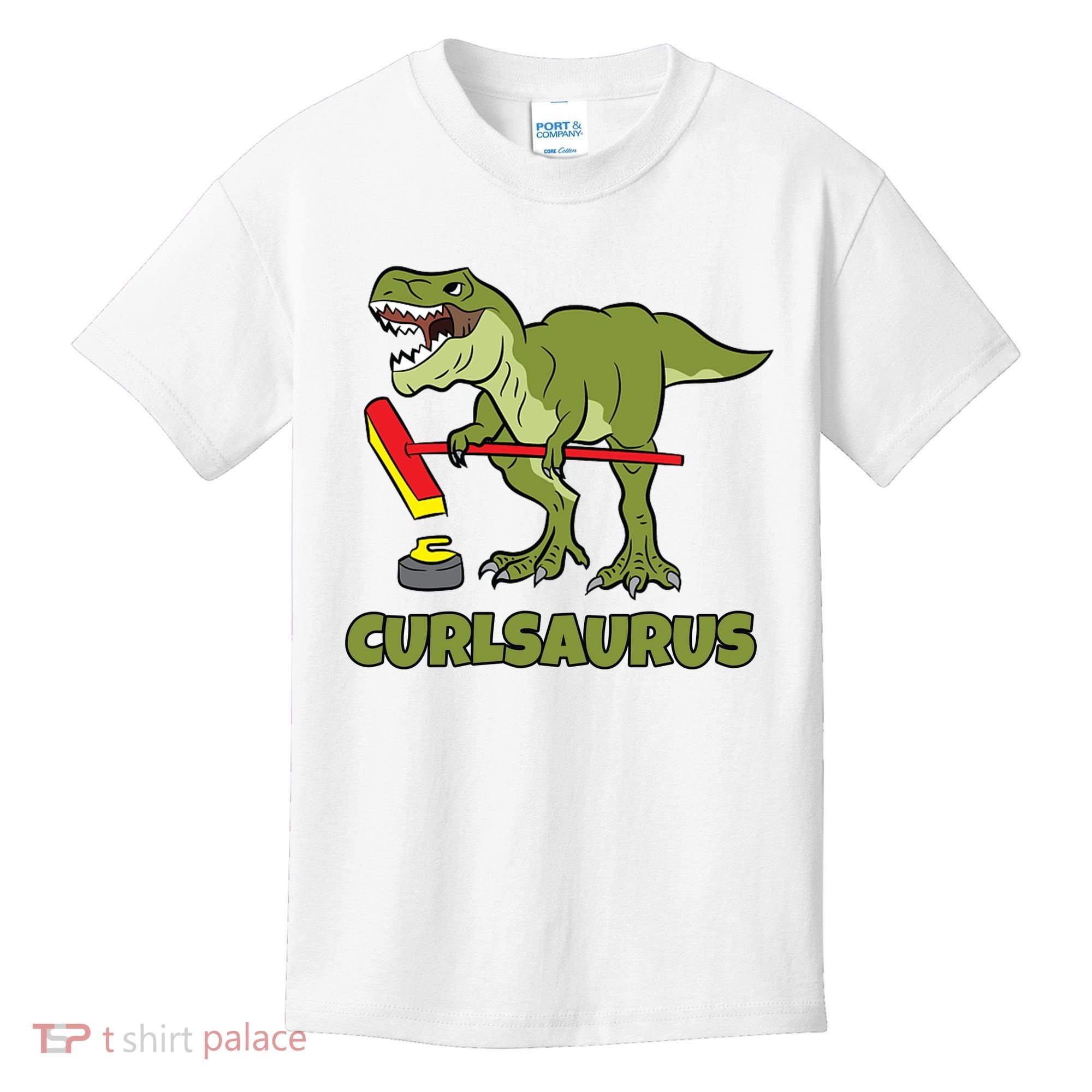 Curlsaurus Curler Dinosaur Sport Kids T-Shirt