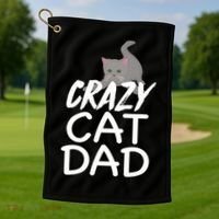 Crazy Cat Dad Funny Fathers Day Kitten Dads Tee Golf Towel thumb 1