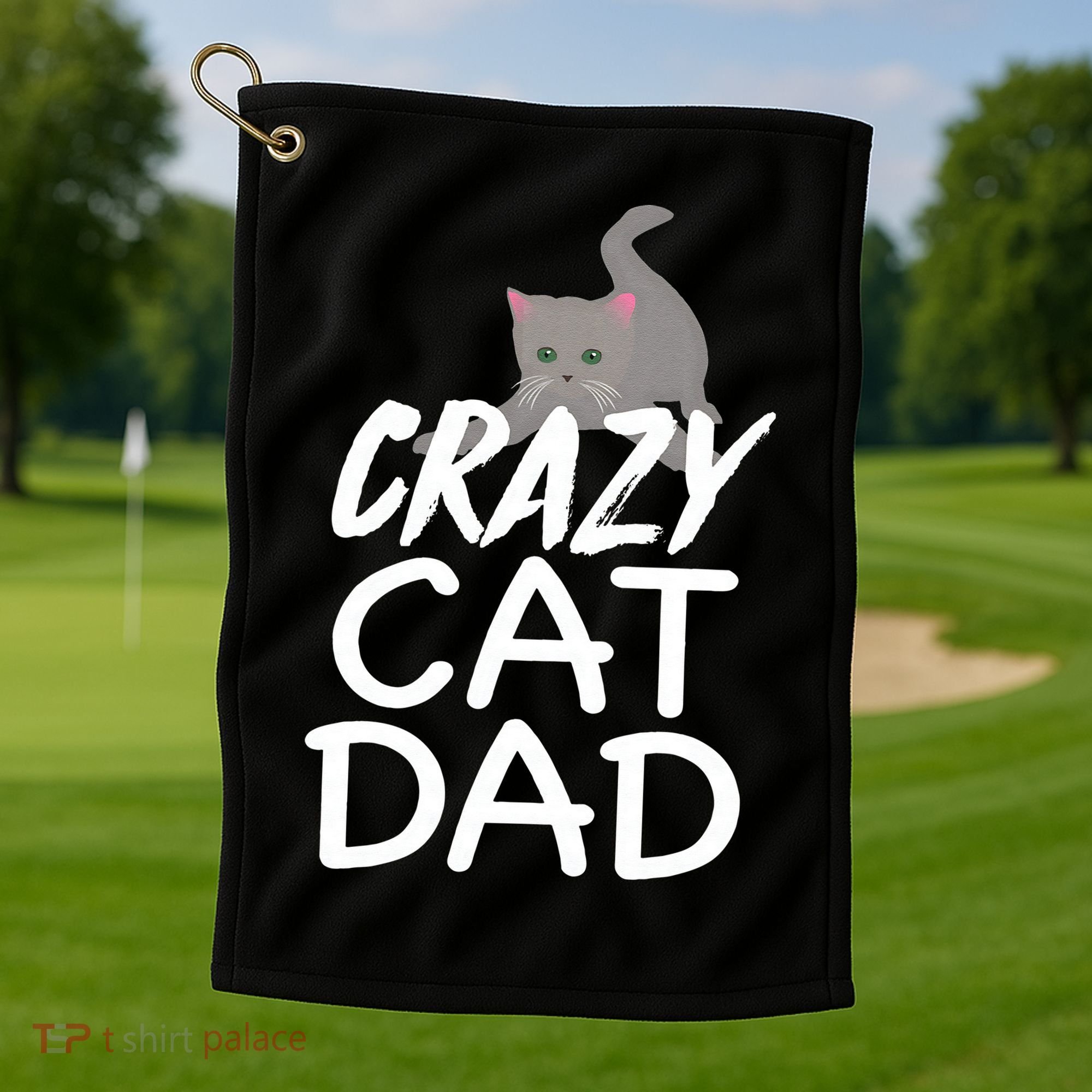 Crazy Cat Dad Funny Fathers Day Kitten Dads Tee Golf Towel