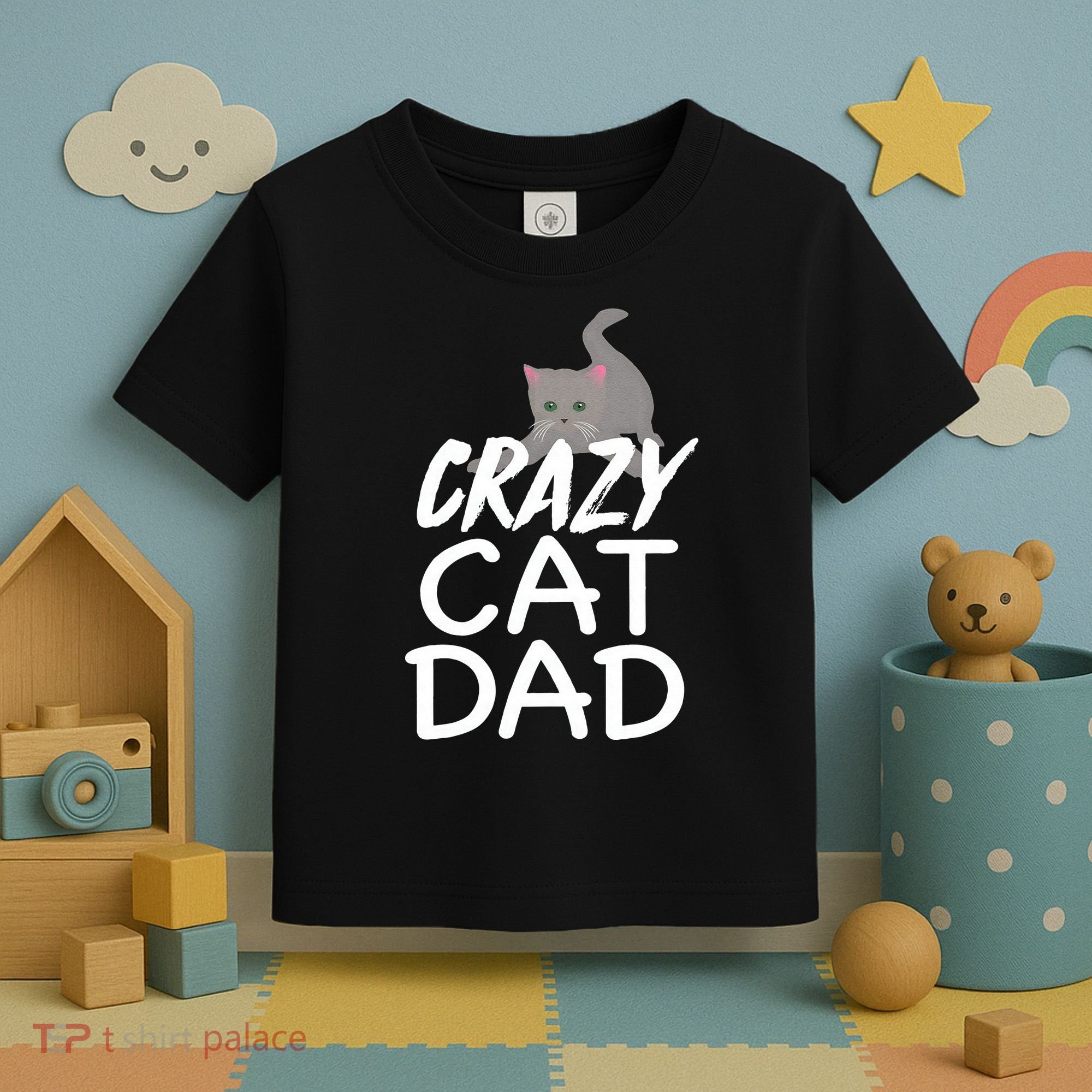 Crazy Cat Dad Funny Fathers Day Kitten Dads Tee Toddler T-Shirt