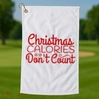 Christmas Calories Don't Count Funny Golf Towel thumb 1