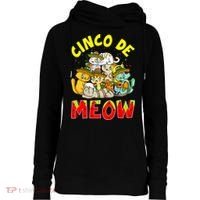 Cat Cinco De Meow Mayo Mexican Fiesta Womens Funnel Neck Pullover Hood thumb 0