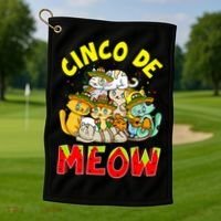 Cat Cinco De Meow Mayo Mexican Fiesta Golf Towel thumb 1