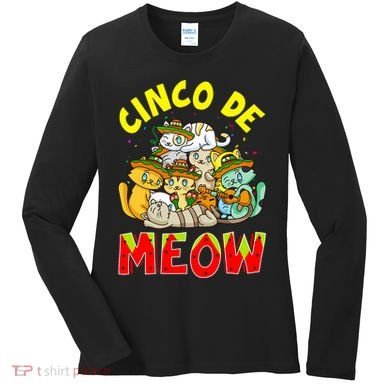 Cat Cinco De Meow Mayo Mexican Fiesta Women's Long Sleeve Shirt
