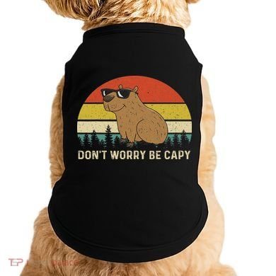 Cool Capybara Don't Worry Be Cappy Vintage Funny Rodent Meme Doggie Tank